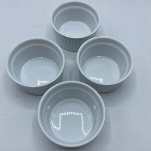 4 Cordon Bleu Ramekins 6 Oz Individual Stoneware Custard Cups Pure White